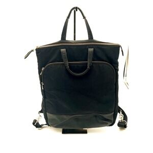 Knomo London Classic Minimalist Capsule Black Nylon and Leather Unisex Backpack